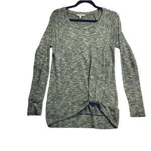 Juicy Couture Top Women's M Long Sleeve round Neck Tuck Hem Heathered Grey Knit